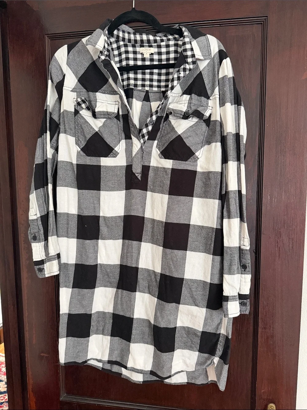Black & White Buffalo Check Shirt Dress